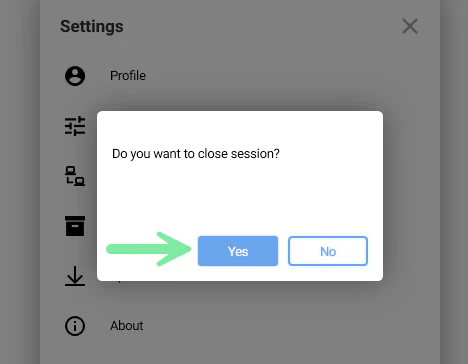 Confirm ending session dialog