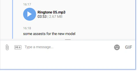 Audio message with play button in chat
