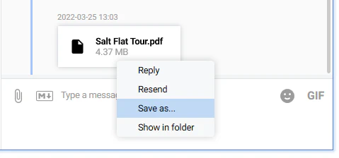 Save as option in context menu
