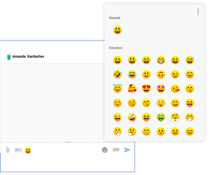 Emoji palette opened for selection