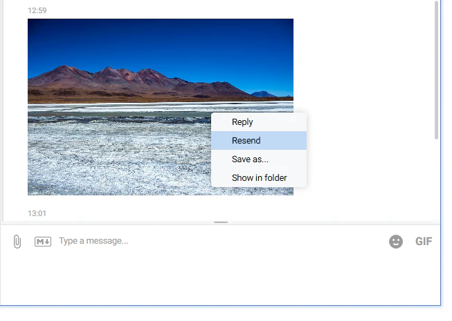 Right-click menu showing resend option